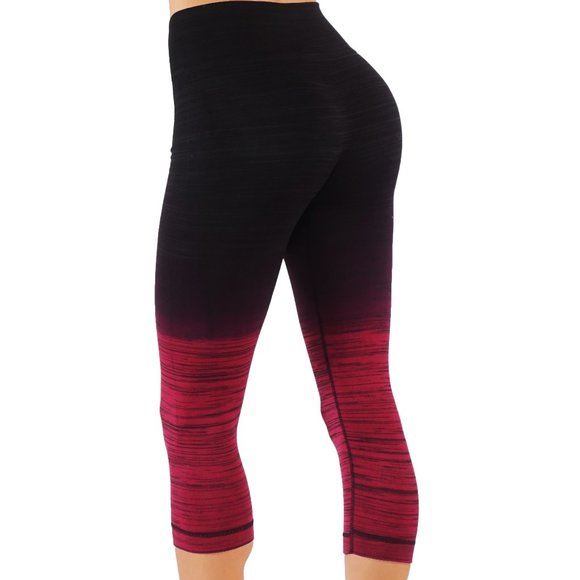 Black and Burgandy Capri ombré leggings - Picture 2 of 4